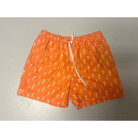 Boca Classics Mens Swim Shorts Size Orange Tropical Drawstring Pockets - Picture 1 of 5